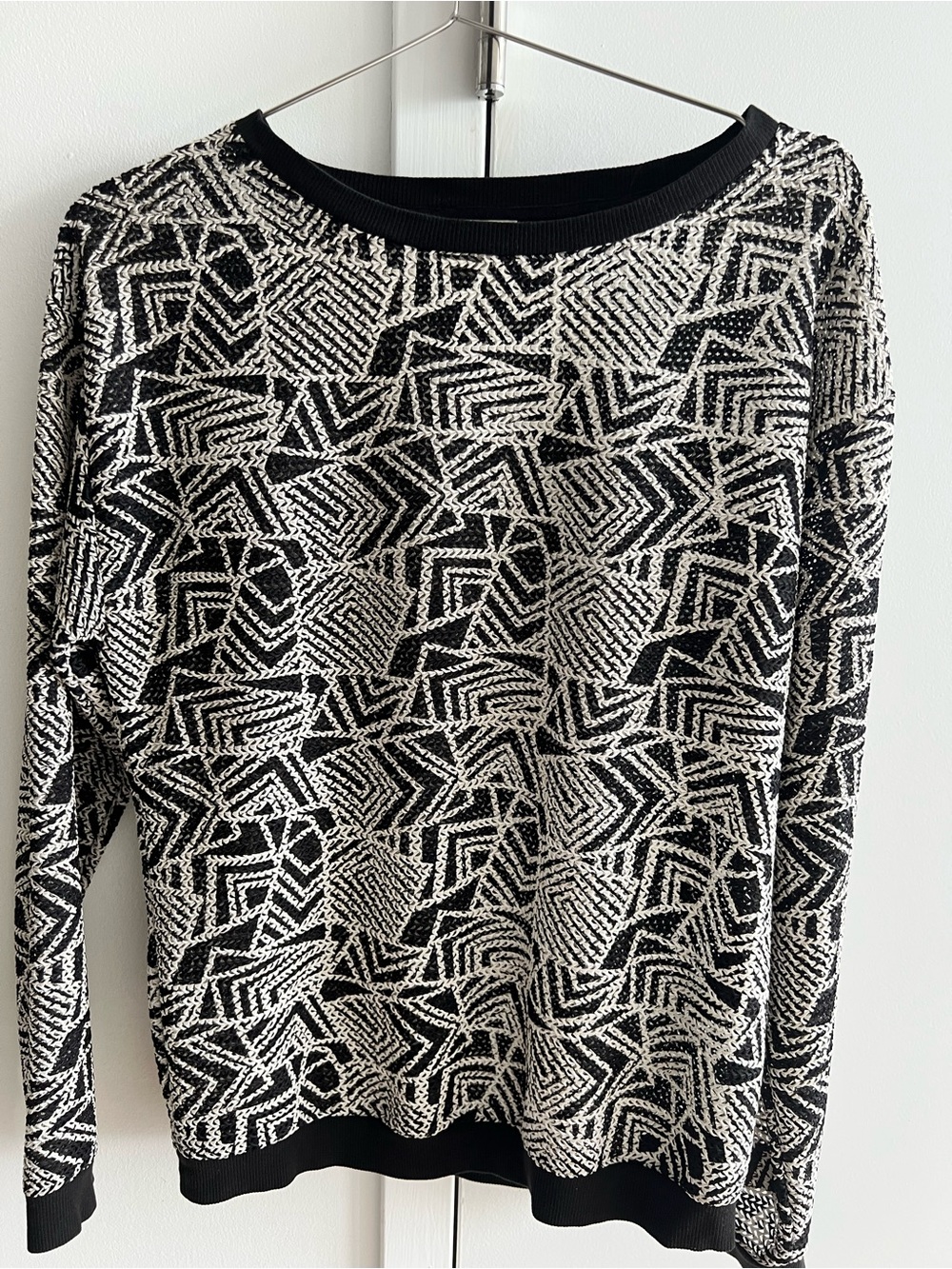 Reiss Blue & White Geometric Sweater Top